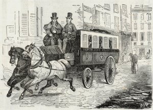 Příspěvky: omnibus pošťáků - Rytina v „Tableau-de-Paris“ od Edmonda Texiera 1852 od French School