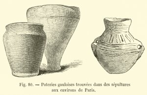 Galská keramika nalezená v hrobech kolem Paříže od French School