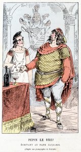 Pépin stručné psaní papeži Zachariemu – v „“ Histoire de France Tintamarresque““ od Touchatout od French School