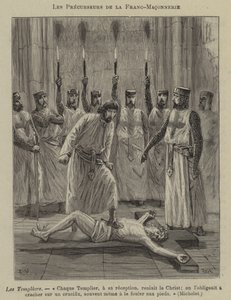 Předchůdci svobodného zednářství: Templářští rytíři (rytina) od French School