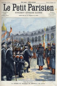 Předání vlajky pluku Číny generálem Faure Biguetem (Faure-Biguet) guvernérovi generála Arnouxe na Invalidovně v Paříži, v „Le petit Parisien““ 1901 (rytina) od French School