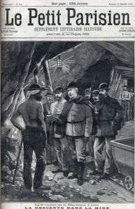 Prezident Francouzské republiky Felix Faure navštívil doly Lens v prosinci 1898. Obálka novin „“Le petit Parisien““. od French School