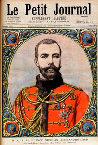 Princ Nicholas Alexandrovič, následník ruského trůnu (budoucí císař a car Mikuláš II.) Princ Nicholas Alexandrovič, velkovévoda ruského trůnu. Ilustrace pro Le Petit Journal od French School