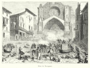 Capture of Tarragona (rytina) od French School