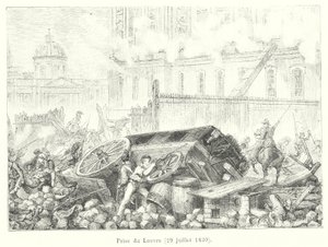 Dobytí Louvru, 29. července 1830 (rytina) od French School