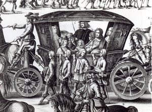 Průvod při vstupu mladého krále Ludvíka XIV. jako dítěte do města Paříže 18. srpna 1649, detail od French School