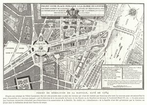Návrhy na veřejné náměstí věnované slávě Ludvíka XVI. Francouzského, Paříž, 1784 od French School