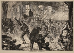 Pruský postup u Gravelotte, ilustrace z Cassells Historie války mezi Francií a Německem, 1870-1871 od French School