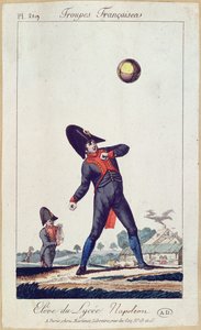 Žák lycea Napoleon Playing Ball, cca 1805 (barevná rytina) od French School