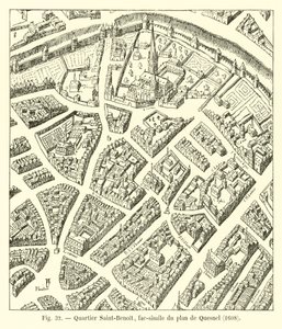 Okres Saint-Benoit, faksimile mapy Quesnel, 1608 od French School