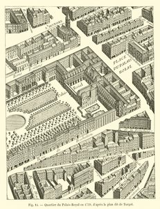 Palais-Royal okres v roce 1739, podle tzv. plánu Turgota od French School