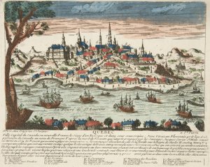 Quebec, hospoda. C. 1650 (ručně kolorovaná rytina) od French School