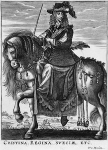 Švédská královna Christina (1626-89) na koni od French School
