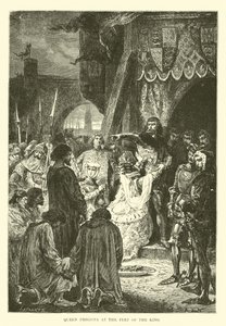 Královna Filipa u nohou krále od French School