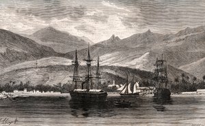 Rade de Taiti - Tahiti - rytina v „La France illustrée: geografie, historie, statistická správa“ od V.A. Malt-Brown. 1884 od French School