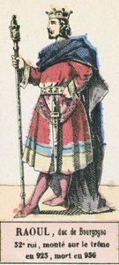 Raoul, vévoda burgundský, 32. král, nastoupil na trůn roku 923, zemřel roku 936 (barevná rytina) od French School