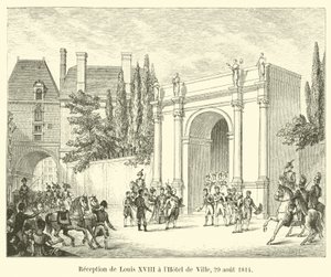 Přijetí Ludvíka XVIII v Hôtel de Ville, 29. srpna 1814 od French School