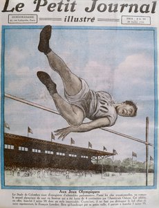 Rekordní skok vysoký na 8. olympijských hrách, Paříž, 1924, ilustrace na obálce z Le Petit Journal 20. července 1924 od French School