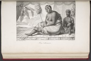 Reine Cahoumanou, Obyvatelé Sandwichových ostrovů, z Malebné cesty kolem světa, s Portréty divochů z Ameriky, Asie, Afriky a ostrovů Velkého oceánu; krajiny, výhledy na moře a několik přírodních historických objektů; od French School