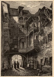 Rennes - Stará brána Passage des Carmelites - rytina "" PATRIE" - PECTUREQUIREQUE POPIS FRANCIE V 6 SVAZTECH LUCIEN HUARD - konec 19. století od French School