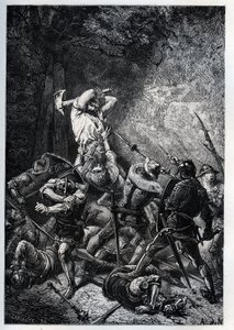 Representation du Grand Ferre (nebo Ferret) (asi 1330-asi 1358) picardský hrdina stoleté války“ (Stoletá válka: Portrét francouzského hrdiny Big Ferre) - rytina z „“ L