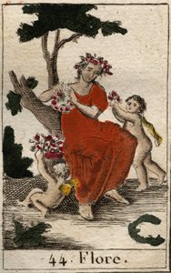 Znázornění Flory (Flora), bohyně květin. (Flóra, bohyně květin a období jara) Z „Mythologie de la jeunesse“ od Pierra Blancharda 1803. od French School