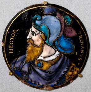Zastoupení Hectora, trojských hrdinů. Medailon v e-mailu z Limoges 16. století. Poslouchejte, Národní muzeum renesance od French School