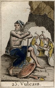 Reprezentace Vulcana, boha ohně, kovárny a sopek. (Vulkán, bůh ohně a sopek). Z „Mytologie mládí“ od Pierra Blancharda 1803. od French School