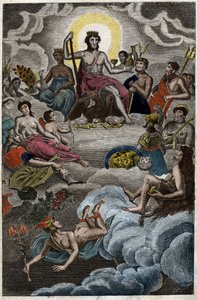 Zastoupení Shromáždění bohů na hoře Olymp nebo Dvanáct olympioniků. z „Mytologie mládí“ od Pierra Blancharda 1803. od French School