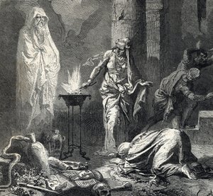 Představení čarodějnice z Endoru (nebo Pythonisse z Endoru), kananejské vesnice zmiňované v první knize Samuelově (Bible), která má talisman, kterým nazývá ducha proroka Samuela, který nedávno zemřel, na žádost krále Saula isr od French School