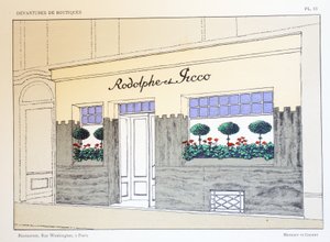 Restaurace, deska 13, ilustrace z Storefronts od Louis-Pierre Sezille, Paříž, 1927 od French School