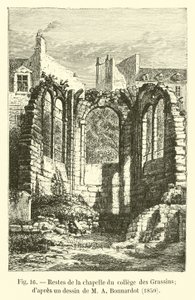 Zbytky kaple College des Grassins; podle kresby M A Bonnardota, 1850 od French School