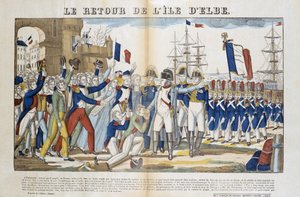 Návrat Napoleona Bonaparta (1769-1821) z exilu na ostrov Elba v roce 1815. Obrázek Epinal od French School