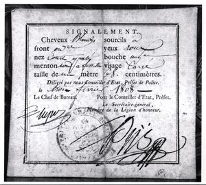 Zadní strana bezpečnostní karty, 1808 (pero a inkoust na papíře) od French School