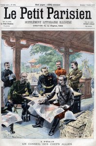Revolt des Boxers: Un conseil des chefs alied (francouzský, ruský, americký, anglický, japonský) (SPOJENECKÁ VÁLKOVÁ COUNCIL) - v „Le Petit Parisien“ od French School