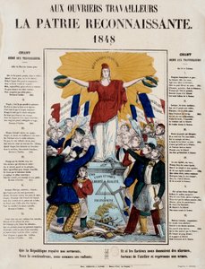 Revoluce 1848 a zrození druhé republiky: manifest a píseň s názvem „Dělníkům vděčná vlast“, Republique vítají dělníci. 1848 Paříž, Musee Carnavalet od French School