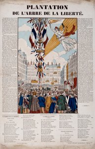 Revoluce 1848: plantáž Stromu svobody 25. března 1848. Rytina 1848 Paříž, Musee Carnavalet od French School