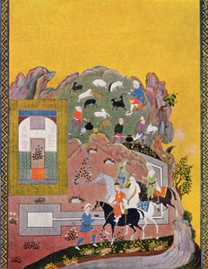 Jezdec a jeho harém, ilustrace pro The Arabian Nights, 1895 (barevná rytina) od French School