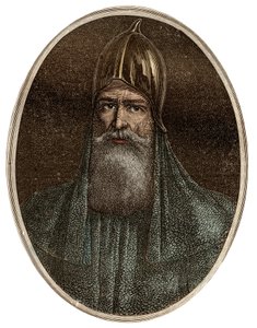 Riourik (Riurik, Rurik Rouri) varegue princ 9. století - Portrét Rurika, varjažského náčelníka a zakladatele Kyjevské Rusi (asi 830-asi 879) - Nová národní encyklopedie Maurice La Charesta - 1870 - od French School