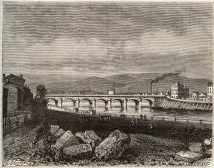 Roanne - Loire, v regionu Rhone-Alpes - rytina v „La France illustrée: geografie, historie, statistická správa“ od V.A. Malt-Brown. 1884 od French School
