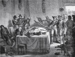 Robespierre Waiting for Execution se v roce 1794 střelil do čelisti od French School
