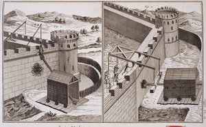 Roman Battering Rams, z Encyclopedie des Sciences et Metiers od Denise Diderota (1713-84), vydané kolem roku 1770 od French School