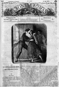 Římský seriál: „Hrabě Monte Cristo“ (Monte-Cristo) od Alexandra Dumase (1802-1870). Sexuální scéna mezi Edmondem Dantesem a Mercedes. Rytina do „“Les bons romances““ od French School