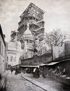 Prodejci růžence u kostela Nejsvětějšího Srdce ve výstavbě, konec 19. století od French School