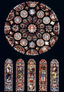 Růžová a lancetová okna z jižní stěny, c.1224 od French School