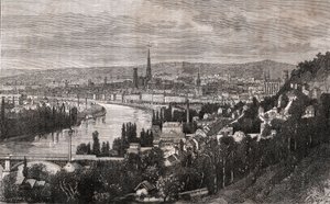 Rouen - Seine-Maritime - rytina v „La France illustree: geografie, historie, statistická správa“ od V.A. Sladově hnědá. 1884 od French School
