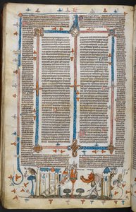 Royal MS 10 E IV, f.209v, Malíř a ďábel, z Decretals of Gregory IX s leskem Bernarda z Parmy (