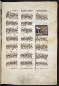 Royal MS 14 E. III, f.19r, ilustrace z "Estoire del Saint Graal, La Queste del Saint Graal, Morte Artu", asi 1315-25 (pergamen) od French School