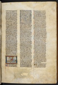 Royal MS 14 E. III, f.58r, ilustrace z "Estoire del Saint Graal, La Queste del Saint Graal, Morte Artu", asi 1315-25 (pergamen) od French School