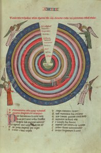 Royal Ms 19 C I fol. 50 Kosmologický diagram, počátek 14. století (vellum) od French School